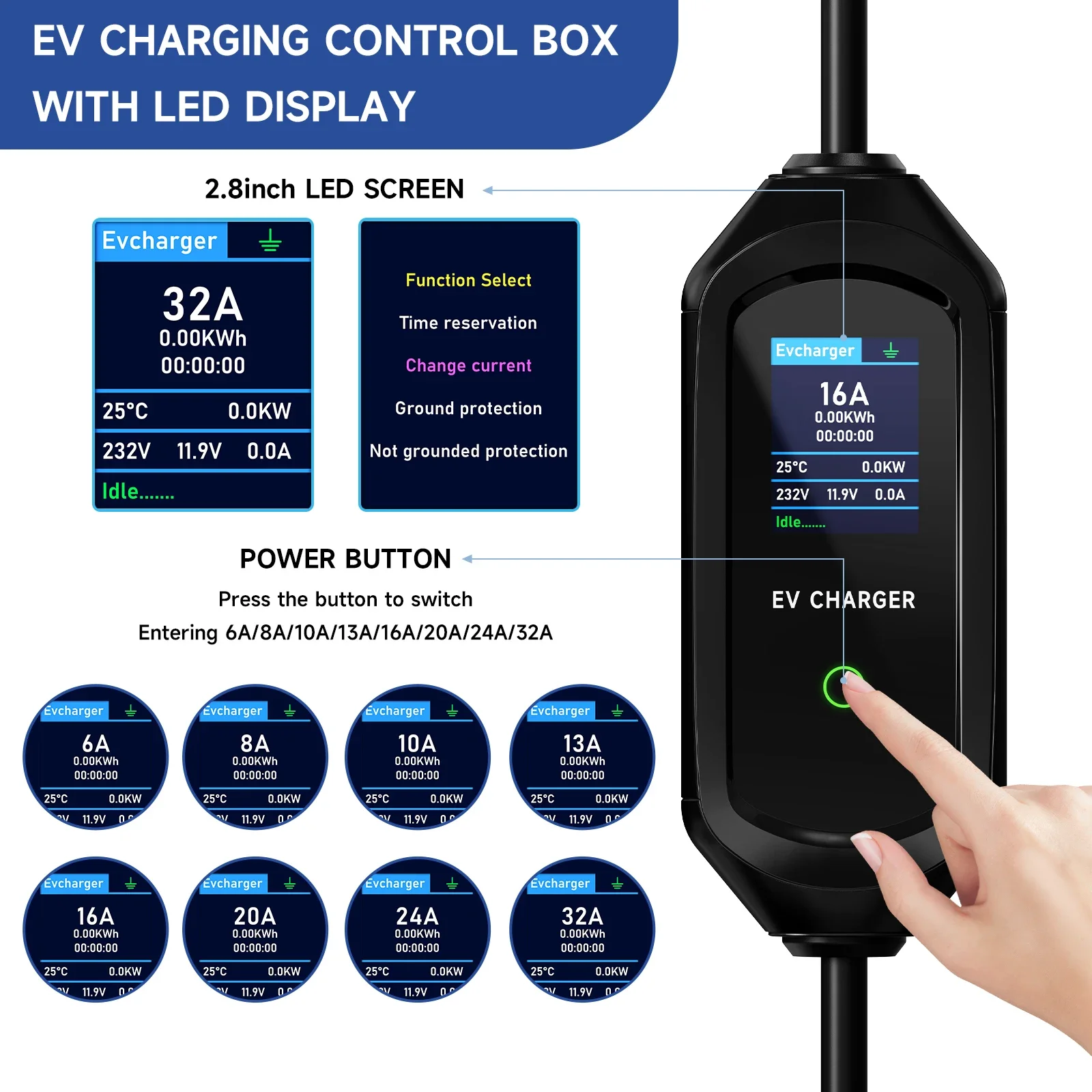 Puppyfc 7.2KW Tip1 EV Şarj Cih - Portable Ev Charger 32A Type 2 Cee Plug incelemesi ve fiyatı