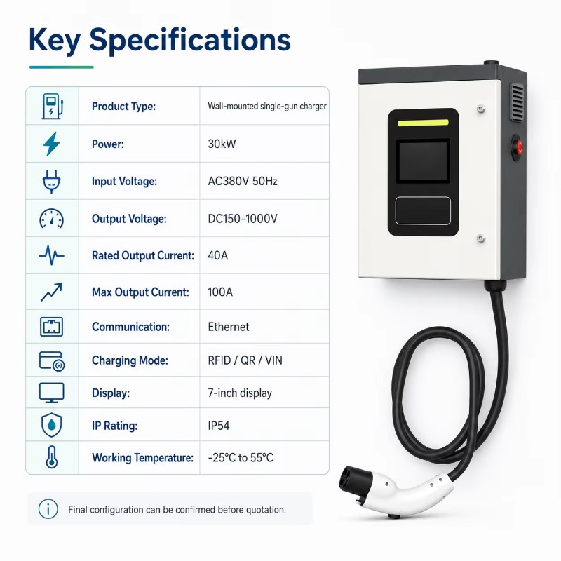Özelleştirilmiş 30kW CCS2 DC H - Dc Fast Charger 30Kw Wallbox Commercial incelemesi ve fiyatı